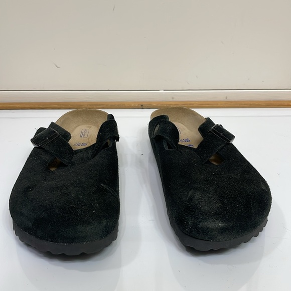 Birkenstock Black Boston Suede Mules Clogs - Picture 2 of 12
